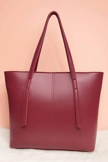 Luxurious Burgundy & Red Tote Bag – Elegant Everyday Shoulder Handbag
