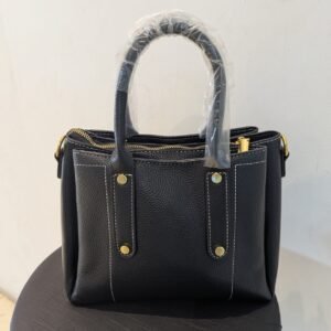 Classic Black Pebbled Tote Bag – Elegant Structured Work Handbag