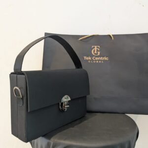 Sleek Black Box Structured Shoulder Bag – Minimalist Chic Handbag