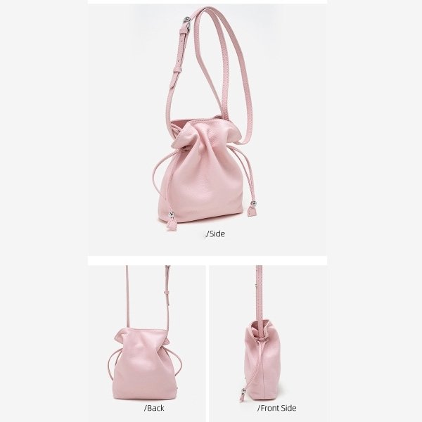 Soft Leather Drawstring Crossbody Bag with Adjustable Strap - Image 5