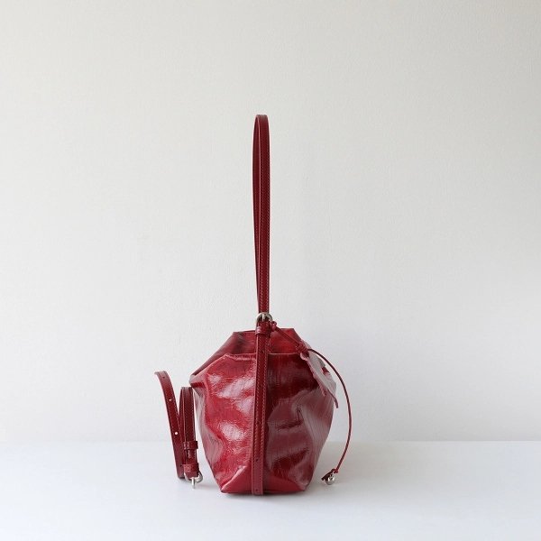 Red Leather Shoulder Bag with Multiple Zip Compartments - Image 2