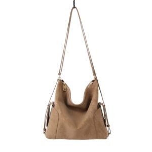 Brown Leather Shoulder Bag with Convertible Strap Design
