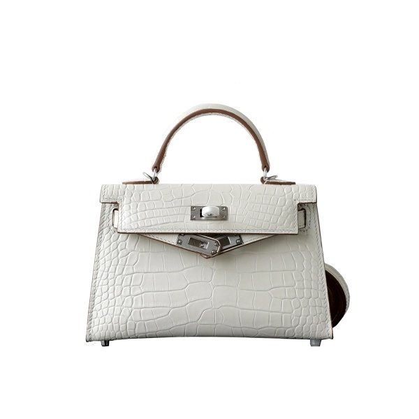 Crocodile Embossed Leather Handbag with Top Handle