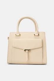 Sophisticated Beige & Cream Structured Handbag – Elegant Minimalist Tote