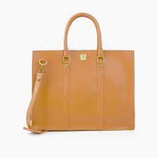Chic Tan & Orange Structured Handbag – Elegant Color-Pop Tote
